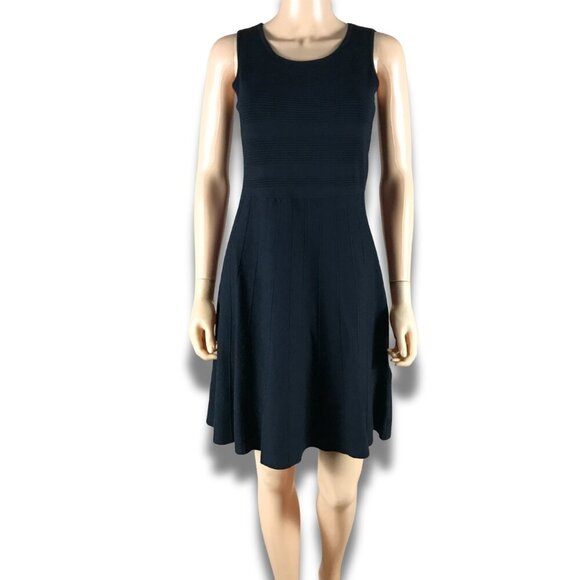 CHARTER CLUB Fit & Flare Ribbed Knit Black Dress P/S - Picture 1 of 12